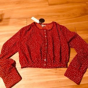 💋NWT! Amuse Society Red Polkadot Crop-Top